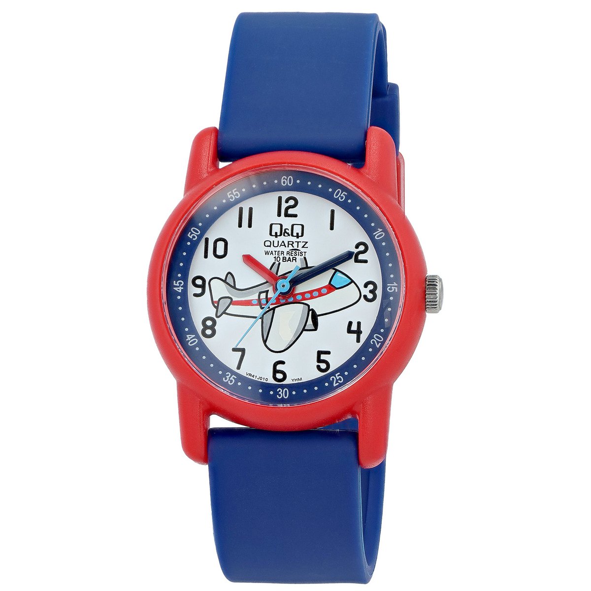 Montre pour enfants Q&Q "Avion", bracelet en résine, 10 ATM