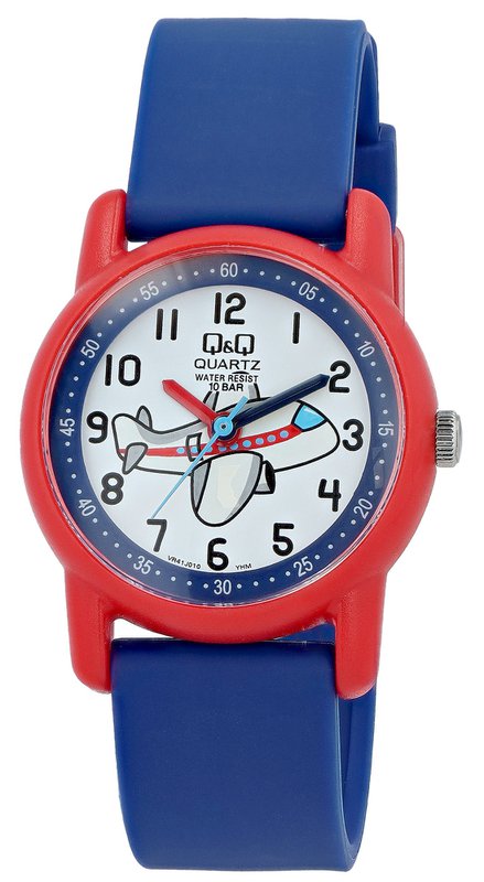 Montre pour enfants Q&Q "Avion", bracelet en résine, 10 ATM