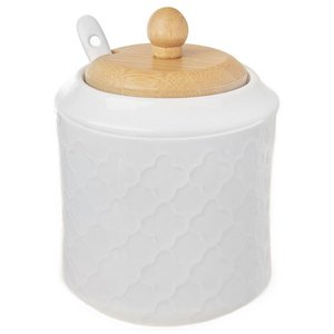 Zuckerschale mit Löffel Porzellan weiße WhiteLine 350 ml