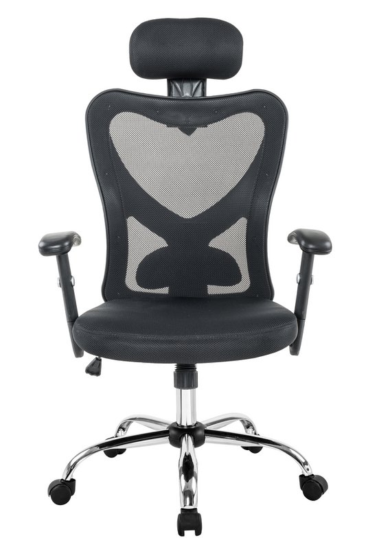Black office chair with mesh headrests