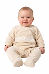 Baby velour sovedragt med blondekant