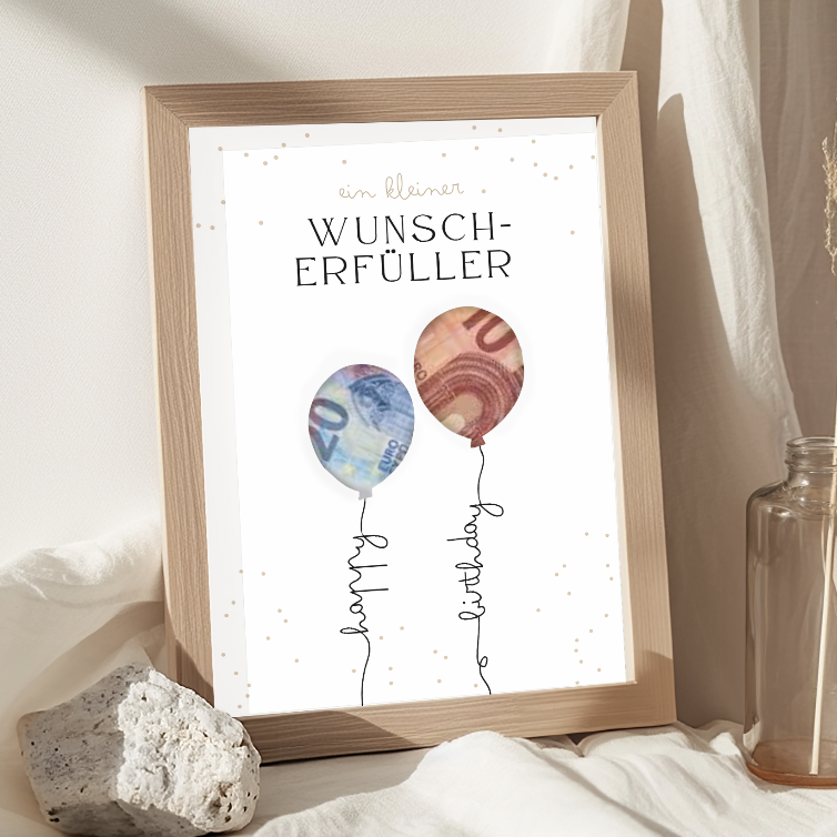A4 Poster für Geldgeschenke | Geburtstag, Geschenkidee zum Einrahmen von Bargeld