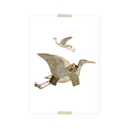 Postkartencollage Museumssammlung - Kranich und Mädchen