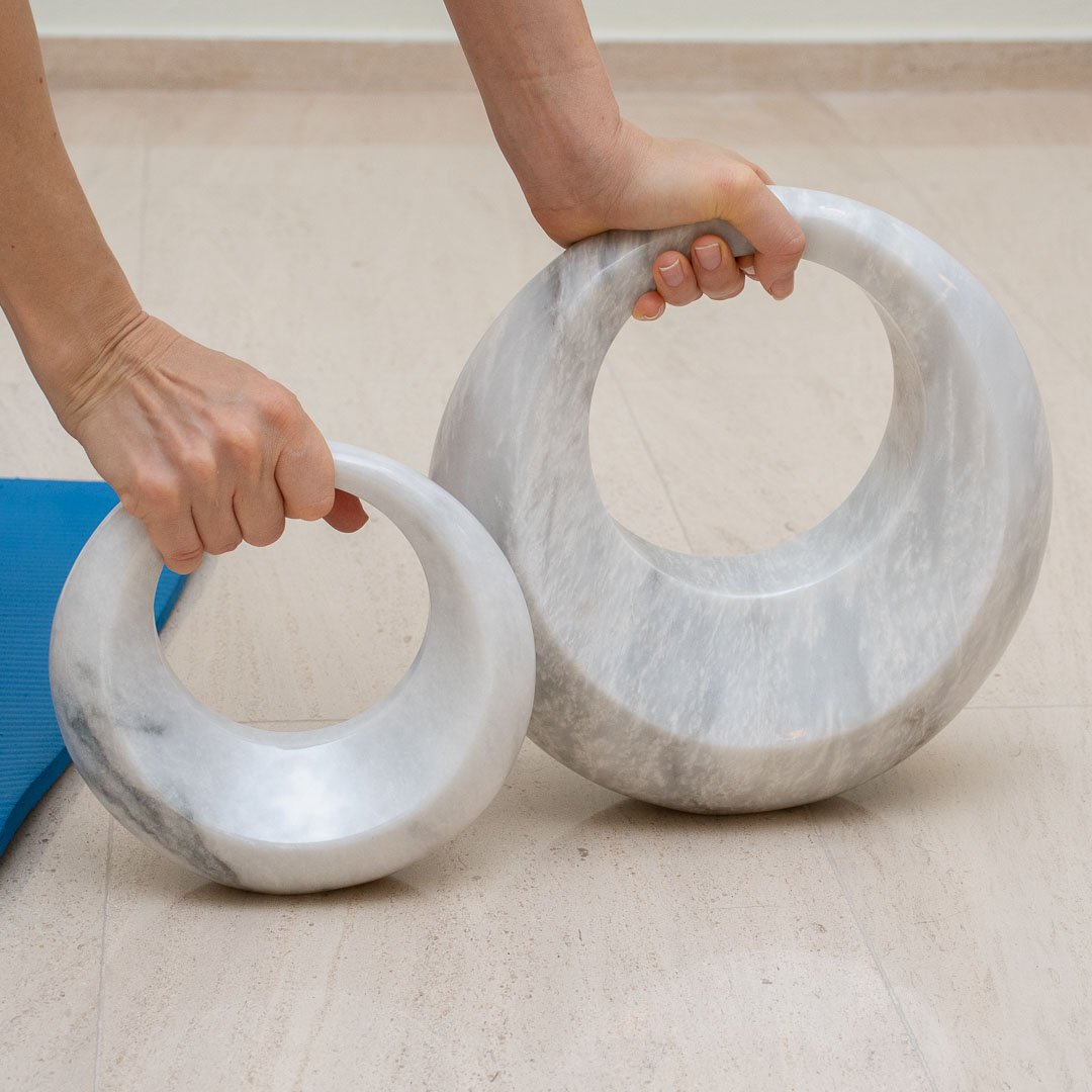 Marmeren kettlebell klein