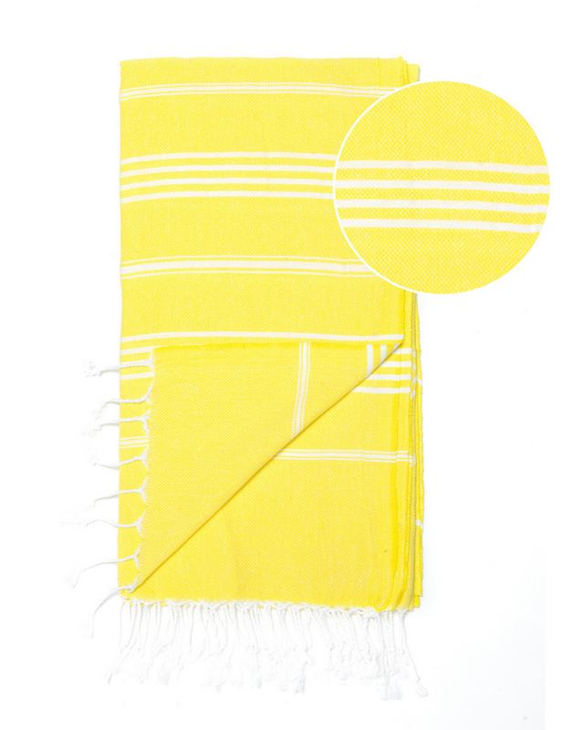 Telo Piscina & Sauna AMARA in Cotone per Hammam – Leggero – Giallo – 180x100 cm