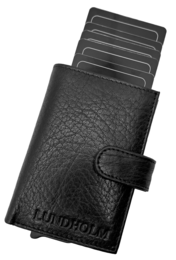 Tarjetero extensible Lundholm para hombre - con compartimento para monedas, billetes - tarjetero de piel tarjetero extensible para hombre