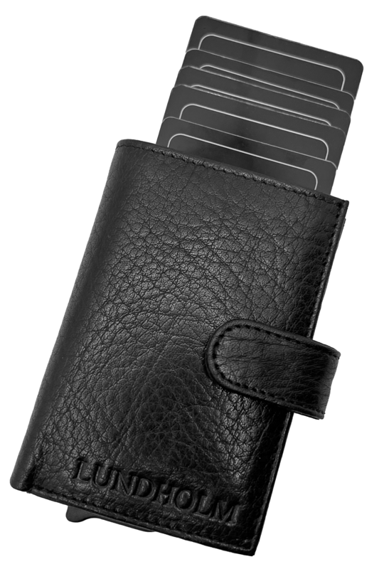 Porta carte da uomo estensibile Lundholm - con scomparto per monete, banconote - porta carte in pelle porta carte di credito estensibile da uomo