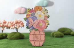 Pop-up lykønskningskortvase med blomster til dig