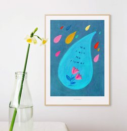 Ingen regn ingen blomster | Illustrationsplakat kunsttryk