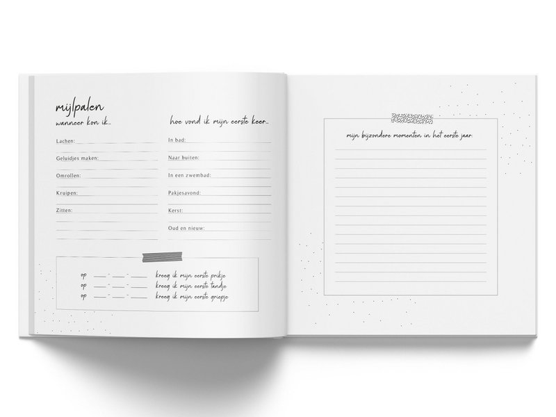 Fyllbooks Babybuch „Mein erstes Jahr“ – Leinen Taupe