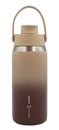  Thermal insulated canvas bottle, chocolate brown ombre gradient, stainless steel, carry handle, multiple sizes