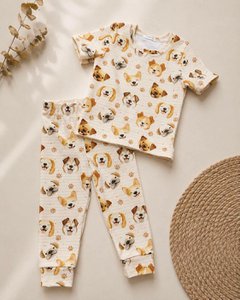 Kinder-Pyjama-Set mit Hundemuster – Kurzarm