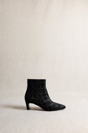 DINA ZWARTE CROCO SUEDE – Suède laarzen met hak in reliëf