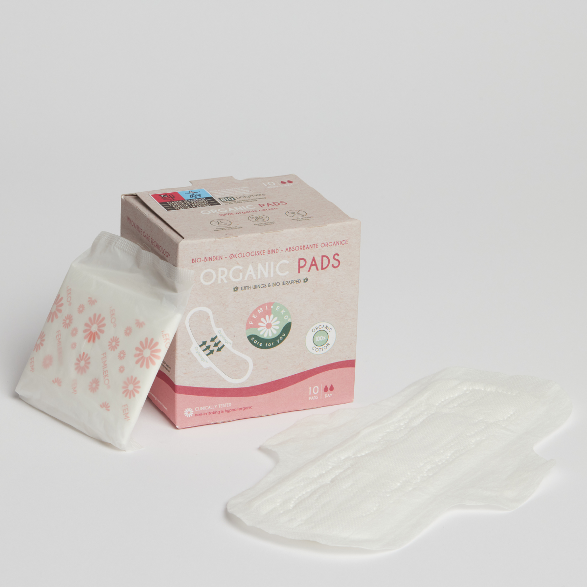 FEMI.EKO® Organic Cotton Winted Pads - Ultra Day - 10 PCS
