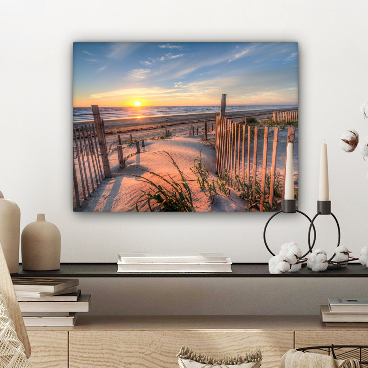 Leinwand Malerei - Wanddekoration - Strand - Meer - Dune - Sonnenuntergang - Landschaft