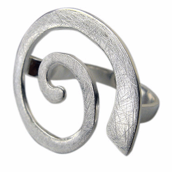 R 621 spiral ring, silver, icematt