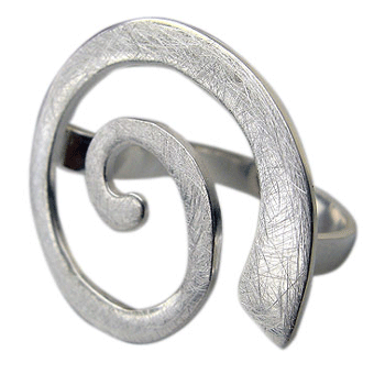 R 621 spiral ring, silver, icematt