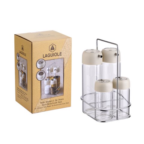 Laguiole set 4 pcs oil and vinegar civper pepper on base