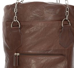 K0036BB | Boxing Bag Container in Genuine Leather, full grain, frills - Dark Brown Color - Polished Nickel Accessories. Dimensions: 35 x 35 x 120 cm - Packaging: Tnt bag
