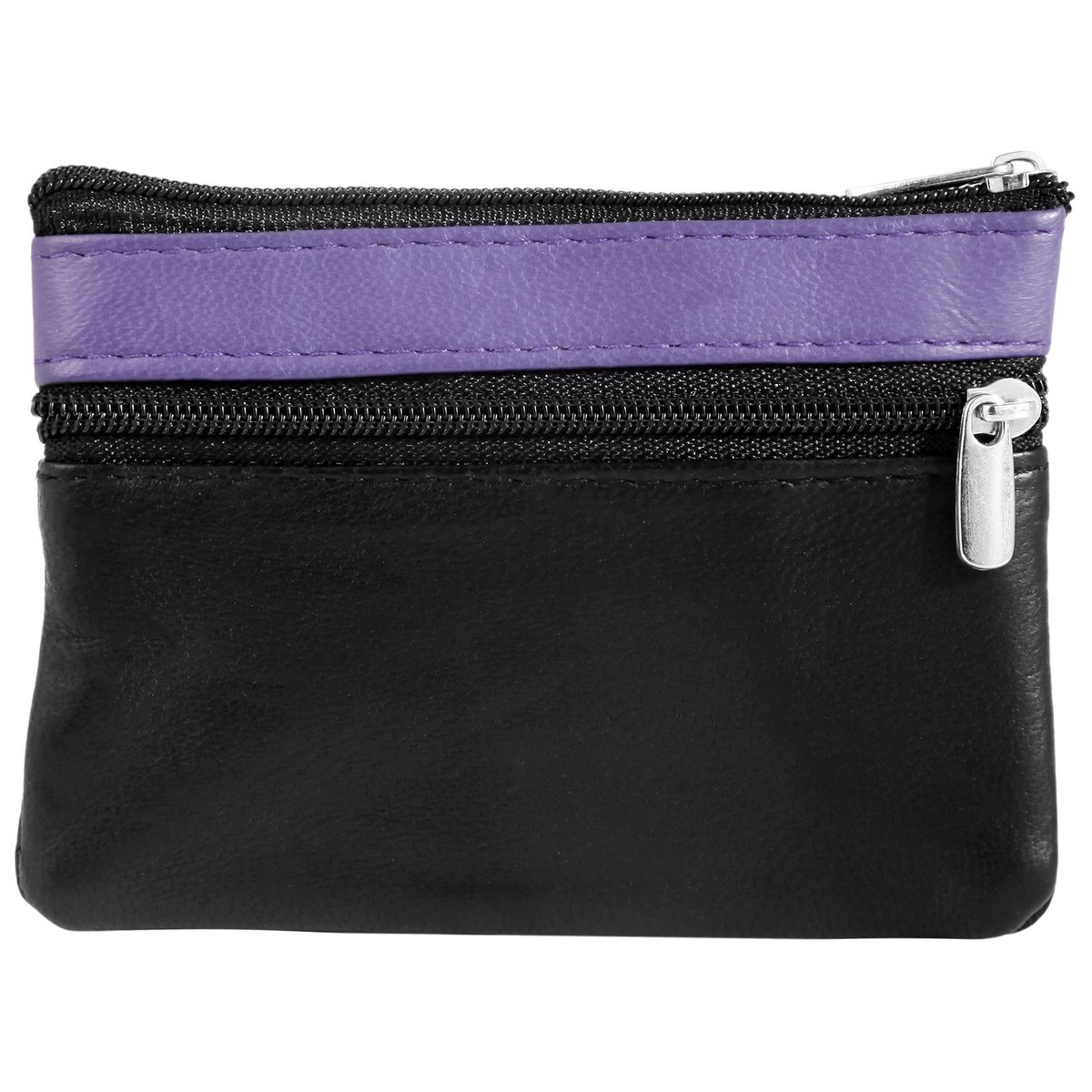 Eccellente portachiavi in ​​vera pelle di colore nero/viola chiaro