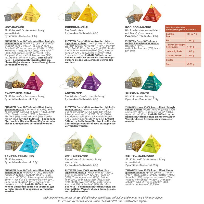 Bio Kräutertee 9er Pyramiden Geschenkset 22,5g