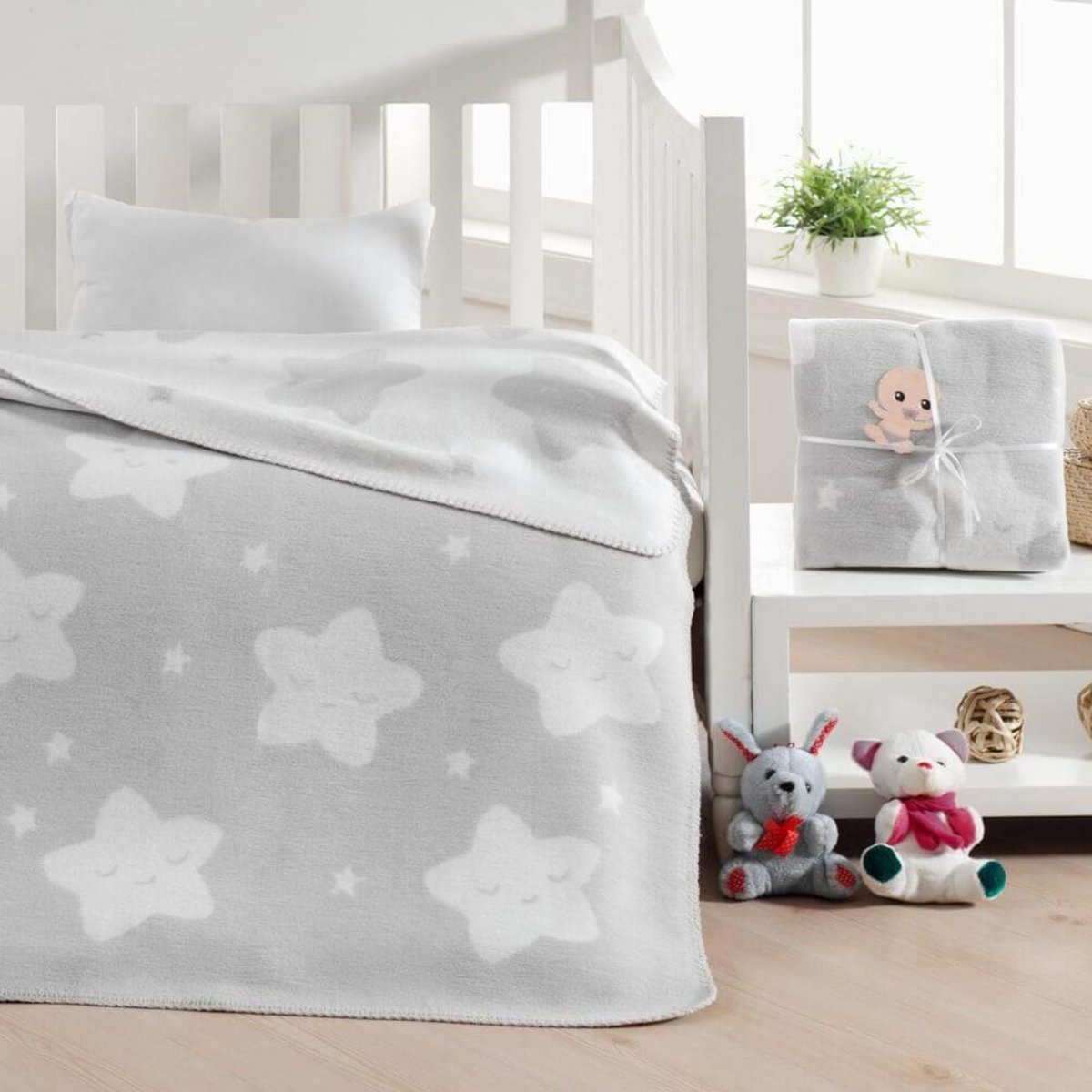 Star Baby Tæppe - Grå
