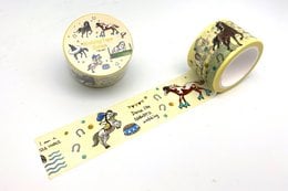 Decorative washi tape featuring a playful horse design, suitable for various crafting and scrapbooking projects.