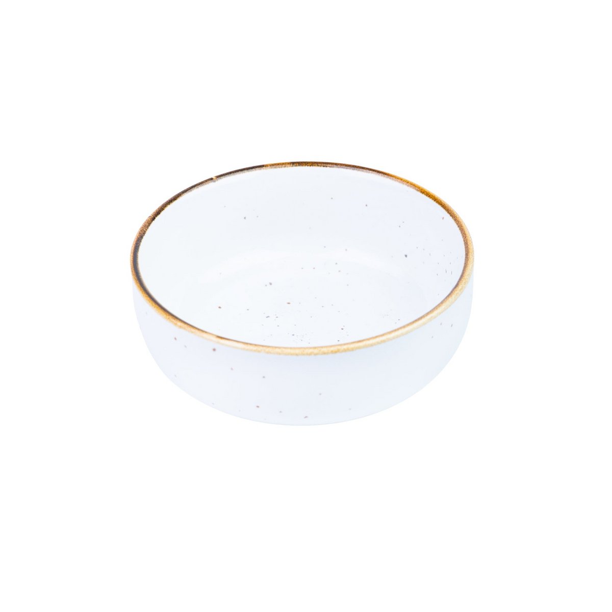 Kleine ronde witte keramische kom met gouden rand 11x11x4,5cm