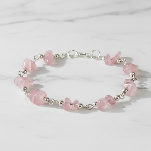 Rose Quartz Bracelet for Love - Handmade in Peru | Gemstone bracelet for narrow wrists