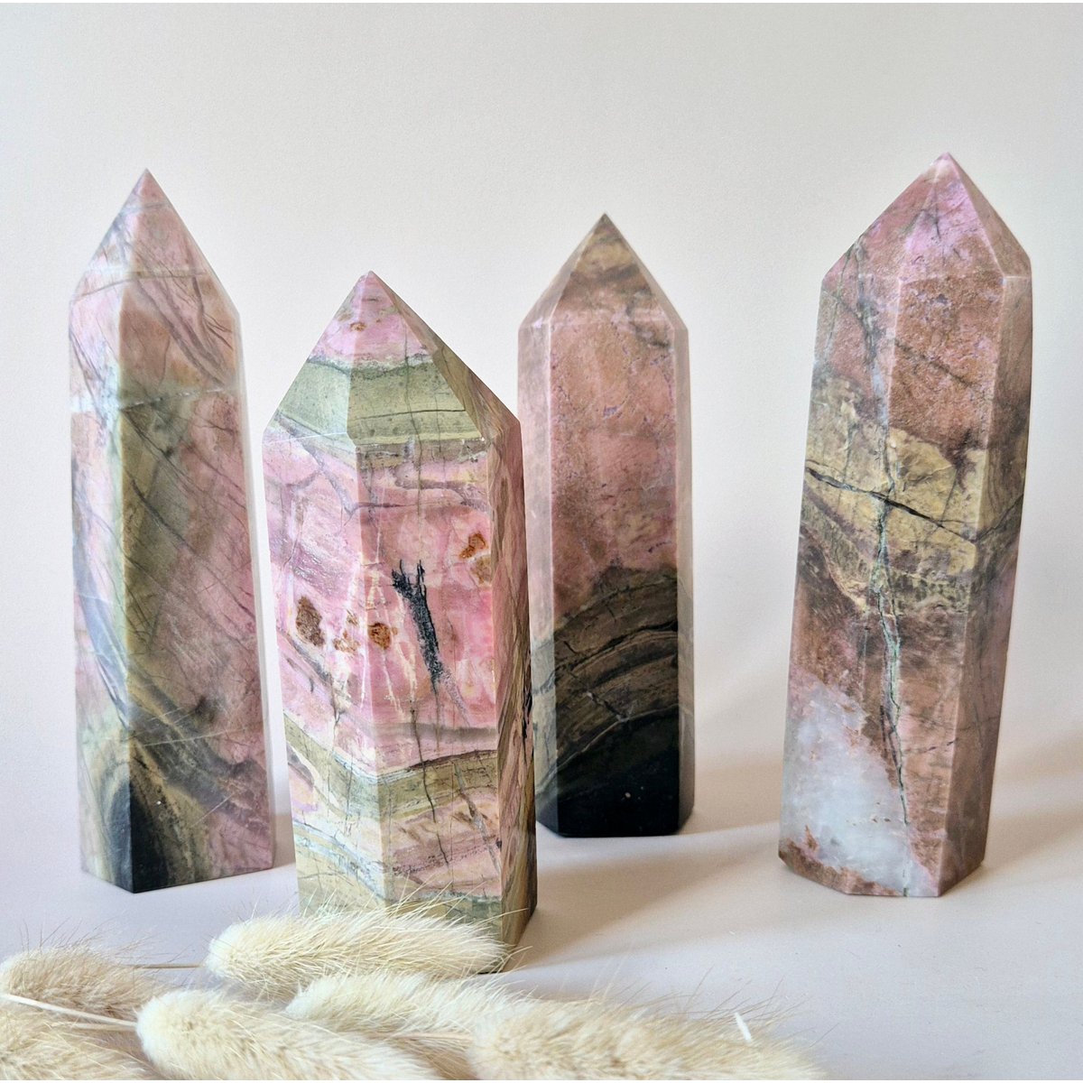 XL Rhodonite Tower - Powerful healing in Pink & Black