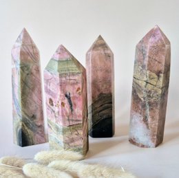 XL Rhodonite Tower - Powerful healing in Pink & Black