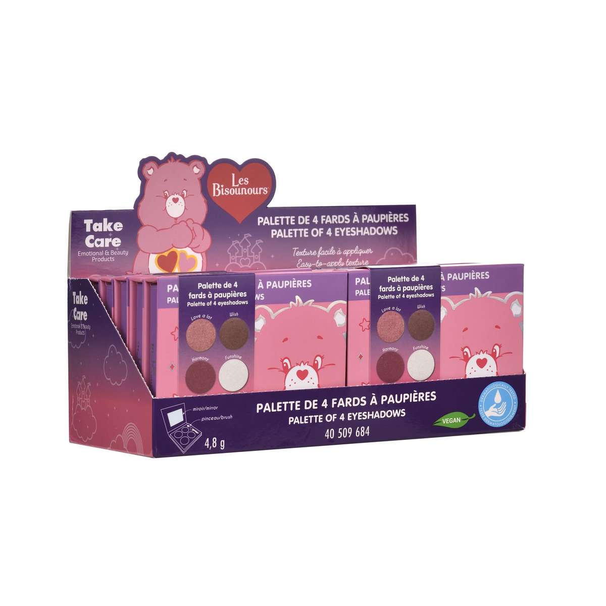 Care Bears Palette med 4 øjenskygger + børste og spejl