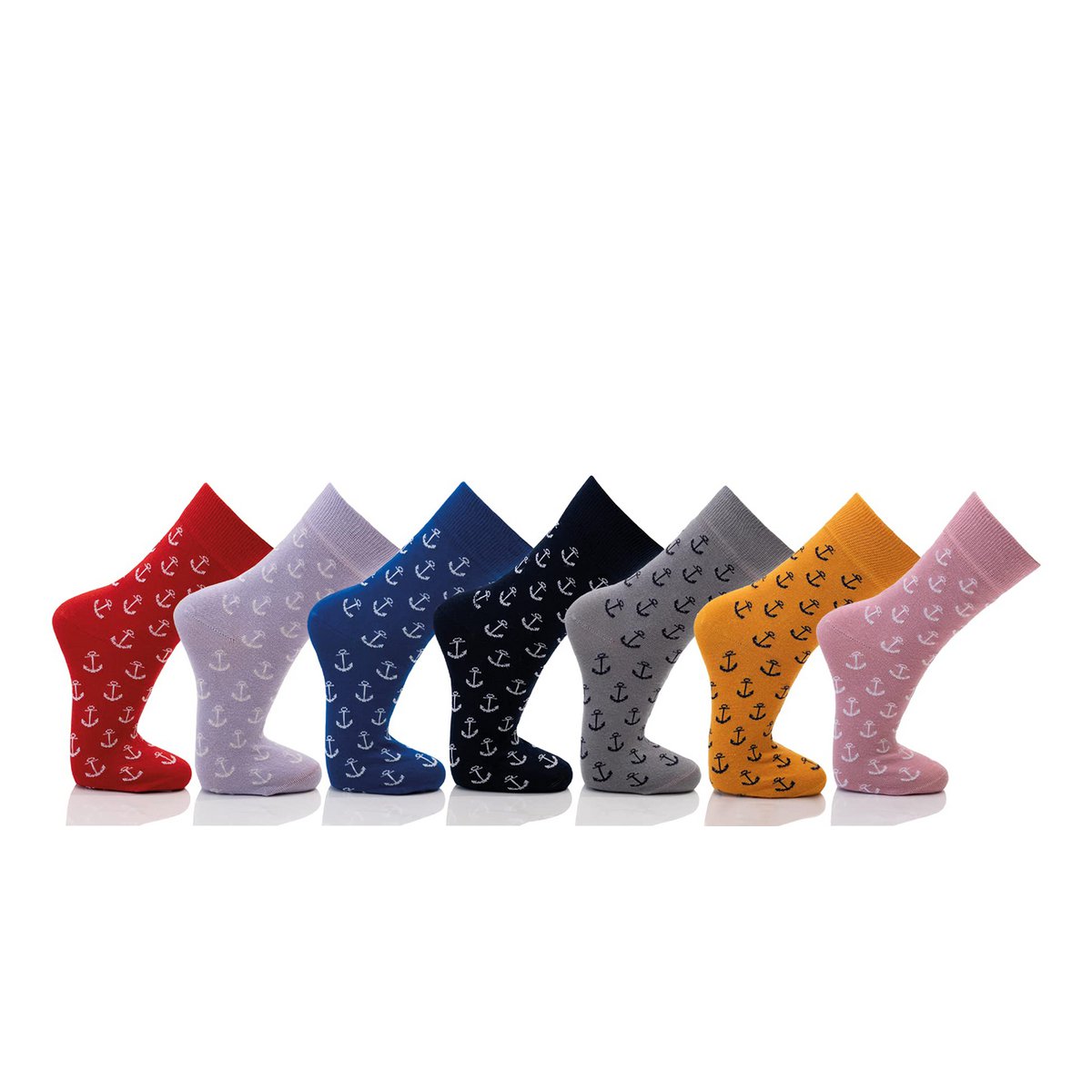 Ein Paar Maritime Baumwoll Socken mit Anker Motiv