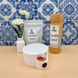 LAVURI® Tray with matchbox for wax candles, candle sand and pearl wax, available as scented candle variants