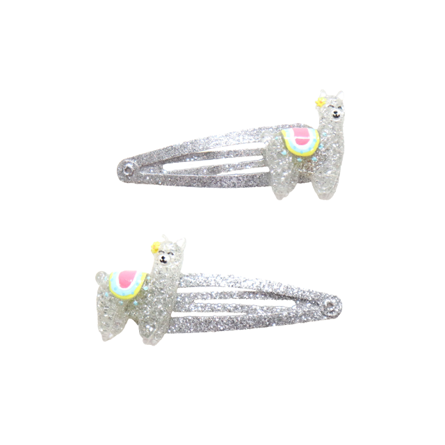 Hair clips - Inca silver llamas