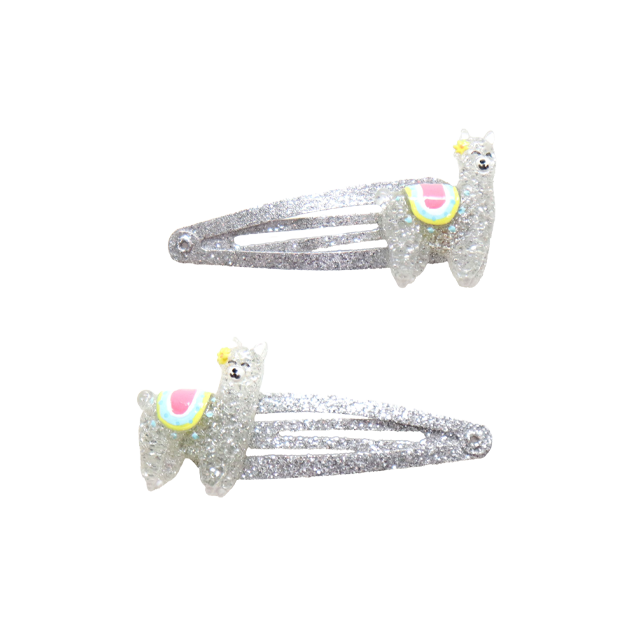 Hair clips - Inca silver llamas