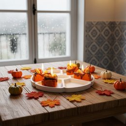 LAVURI Pittige Pompoen Dessertkaarsentaartset – 6 + 1