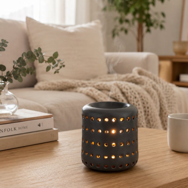 Brûle Parfum – Coliseo Noir – Design et Forme Originale – Objet Déco Aromathérapie – Bougeoir Diffusion Senteurs, Cires Parfumées