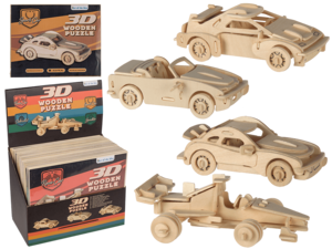 3D-Puzzle aus natürlichem Holz, Autos,