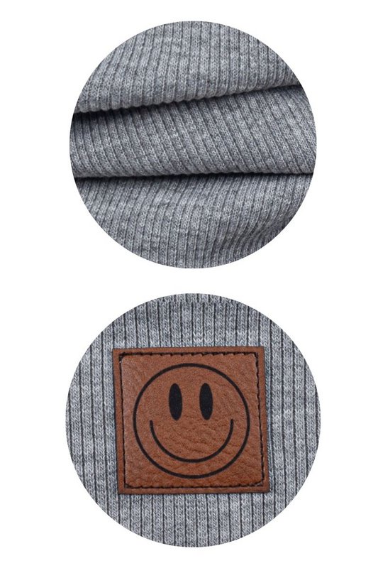 Komplet czapka i komin SMILE - bawełna - szary