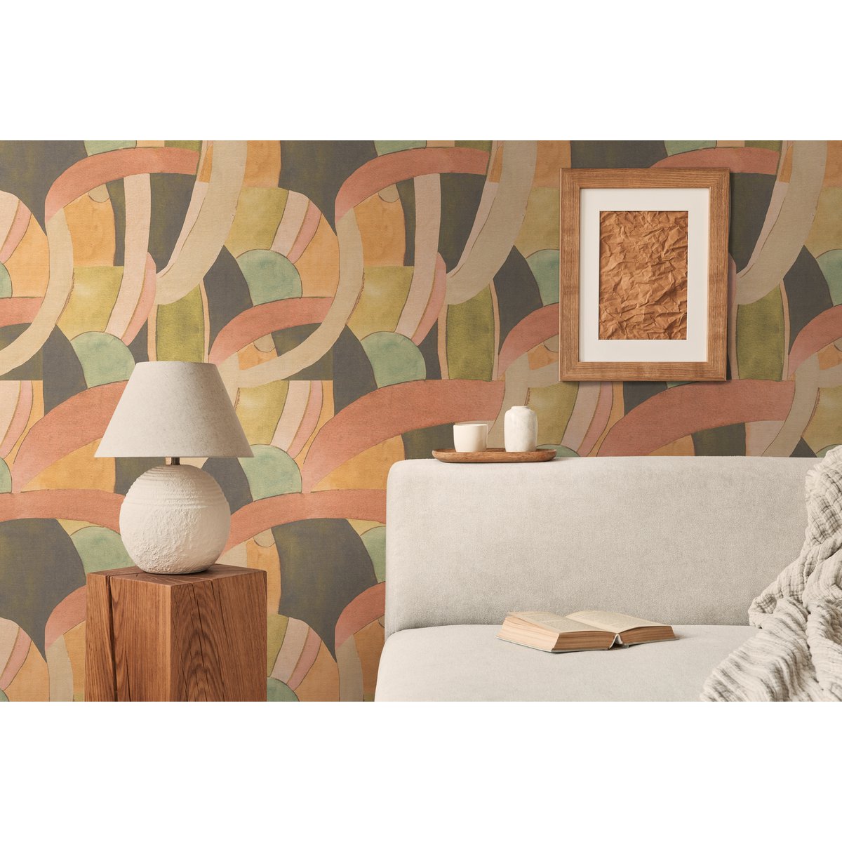 Non-woven Wallpaper Anna D'Andrea  graphic Abstract Orange