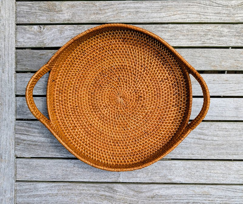 Pulau Rond Rotan Dienblad Lichtgewicht met handvat