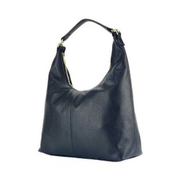 RB1017A | Soft women's shoulder bag in genuine leather Made in Italy with single handle and removable shoulder strap. Attachments with shiny gold metal snap hooks - Black color - Dimensions: 36 x 40 x 13 cm