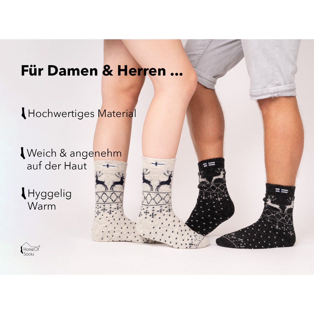 Ein Paar 80% Wollsocken Norwegen Flagge & Norweger Design