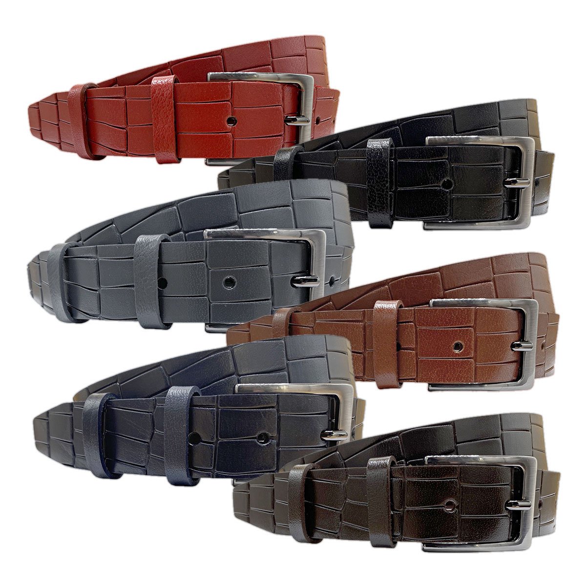 3 cm breiter Ledergürtel mit Krokoprägung in 6 Farben - Damengürtel oder Herrengürtel