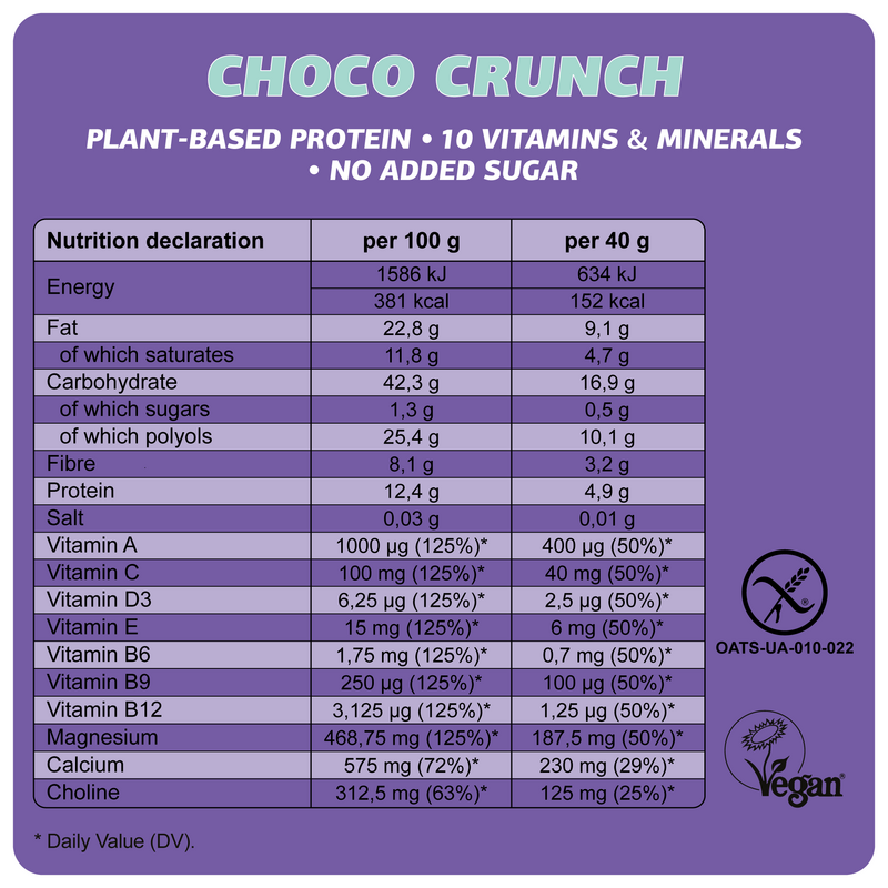 Bar sin gluten vegano "Choco Crunch" 40G