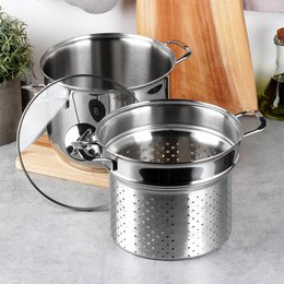 Acciaio a pasta con coperchio di vetro anett 6 l 3 pezzi