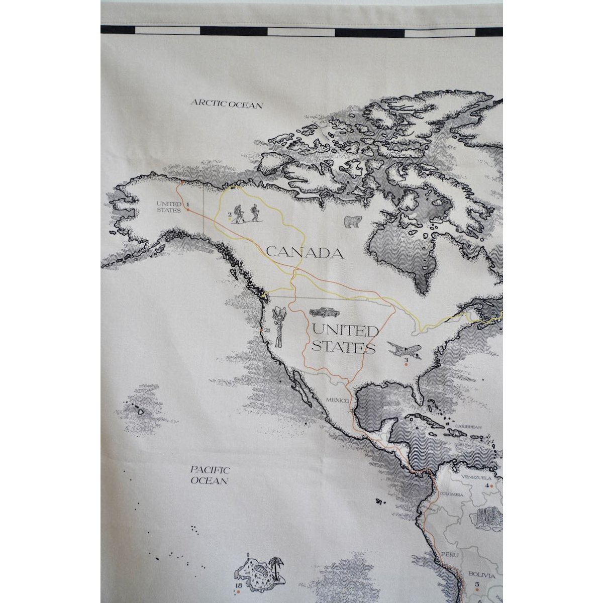Cotton world map for children "Civilisational achievements"