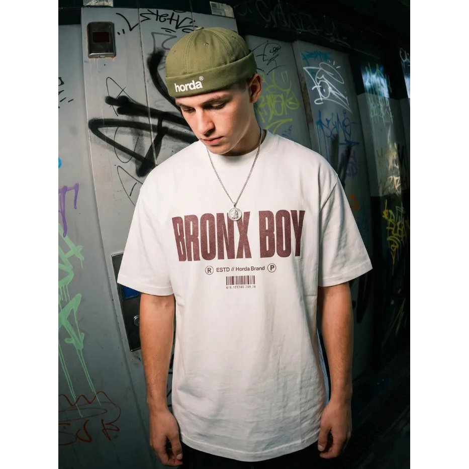 T-Shirt Bianca Bronx Boy 200gr Oversize Cotone Made in Italy