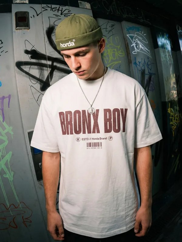 T-Shirt Bianca Bronx Boy 200gr Oversize Cotone Made in Italy